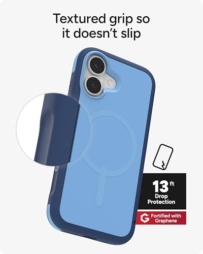 Image of ZAGG Sedona Snap Case for iPhone 17 - Blue Royal Ember, Drop Protection (13ft /4m), Graphene-Reinforced Multi-Layer Protection, MagSafe Phone Case with Impact-Absorbing Bumpers, Slim & Lightweight