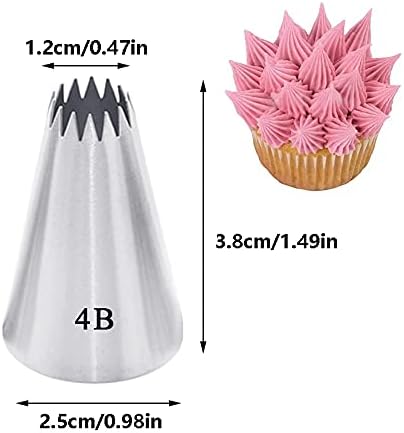 Cake Piping Nozzles Tips Kit,5 Pcs Piping Nozzles Large Cake Decorating Tools,Stainless Steel Icing Piping Tips for Baking DIY Cookie Cream Cupcake Decorating,#1A 1M 2A 2D 4B