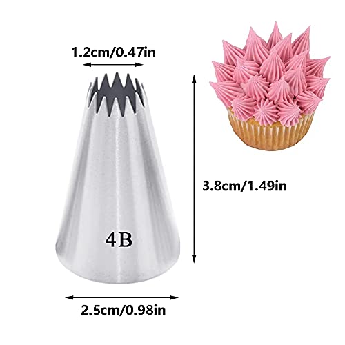 Cake Piping Nozzles Tips Kit,5 Pcs Piping Nozzles Large Cake Decorating Tools,Stainless Steel Icing Piping Tips for Baking DIY Cookie Cream Cupcake Decorating,#1A 1M 2A 2D 4B