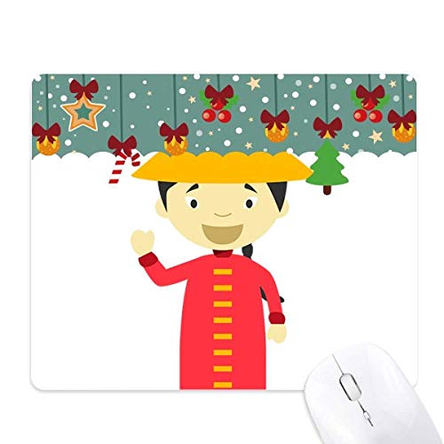 Tapis de souris en caoutchouc souple rouge au design de bande dessinée traditionnelle chinoise