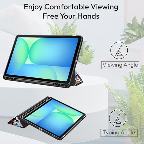 Image of Robustrion Cover Case for Samsung Galaxy Tab S10 FE Plus 13.1 inch Cover with [Pencil Holder] Hybrid Cover for Samsung Tab S10 FE Plus 13.1 inch Tablet [Auto Sleep Wake Support] - Hippy