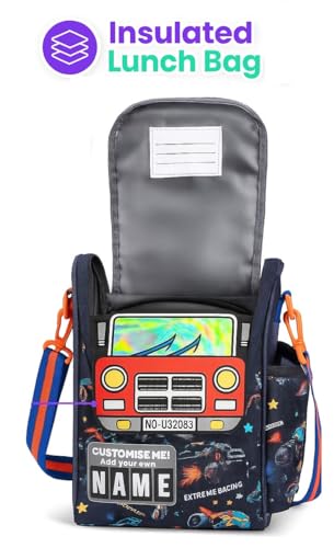 Image of Kids Double Decker Cooler Insulated Lunch Bag Large Tote for Boys, Girls, Men, Women, with Adjustable Strap (truck-ln-bag-01)