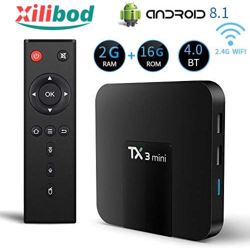 Xilibod TX3 Mini Smart Android TV Box,Android 8.1 TV Box 2GB RAM/16GB ROM S905W Quad core 64 Bits WIFI Smart 4K TV Box with BT 4.0