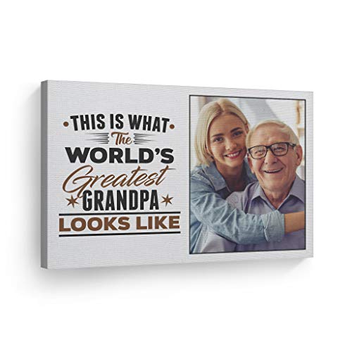 Smile Art Design Custom Photo Print Canvas Print with your Photo Personalized Photo The World's Greatest Grandpa Gray Color Personalized Gifts Grandfathers Gift Fathers Day for Papa - 30x40 inches