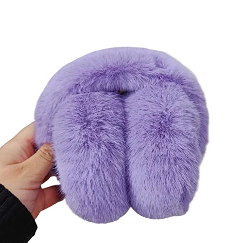 Remorui Plush Earmuffs Soft Winter Thermal Unisex Fluffy Ear Covers Windproof Solid Color Purple #TOP5