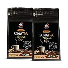 indonesian coffee - SUMARTA GROUND COFFEE ORGANIC, arabica, dark rost, fair trade, low acidity - sumatra coffee beans, 2 Bags 24 Oz