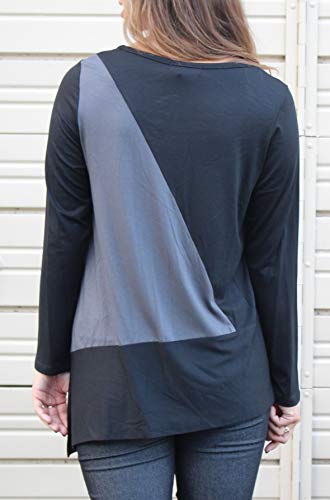 Comfy Usa Women's Clara Modal Tunic (2X, Black & Charcoal) #TOP4