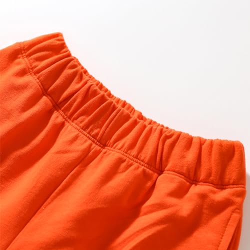 Image of LMYOVE Toddler Boy Short Set Little Boy Clothes Casual CrewNeck Short Sleeve T-Shirt and Short Sets Summer Beach Outfits(5T Orange Dinosaur)