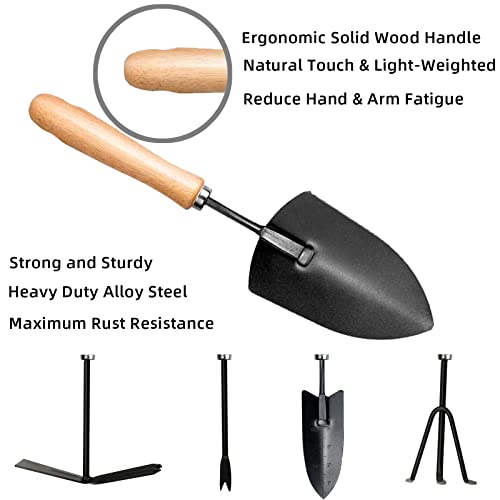 Garden Tool Set Heavy Duty Gardening Tools,13 Piece Alloy Steel Hand Tool Starter Kit with Garden Bag,Trowel, Hand Weeder, Cultivator, Outdoor Tool with Ergonomic Non-Slip Handle Gardening Gift Women