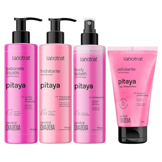 Kit Banho Premium Labotrat Pitaya Completo 4 Produtos C/ Body Splash Cheiro De Fruta Corpo E Rosto