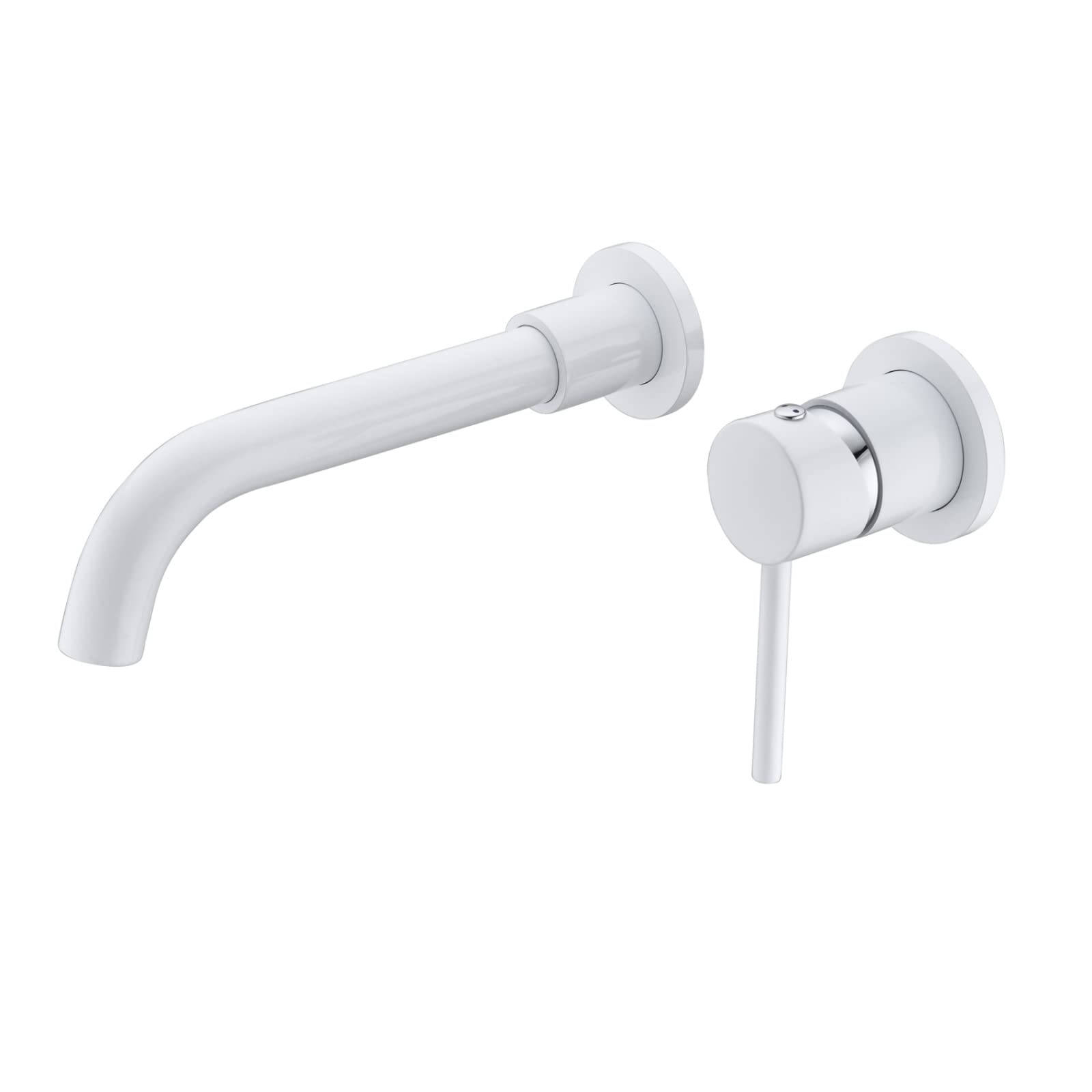 Robinet de salle de bain dissimulé mural blanc, bec orientable et débit 5.5 l/m