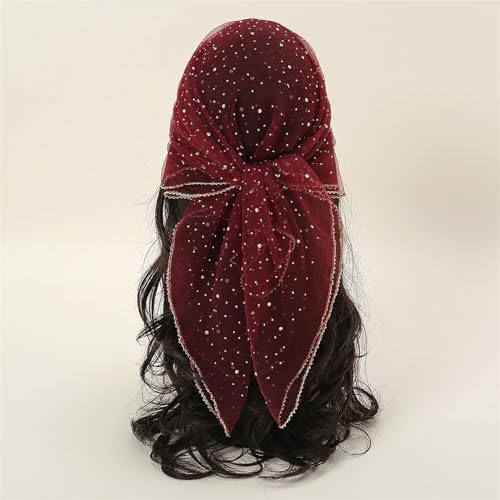Women's Glitter Decor Head Scarf, Rhinestone Head Scarf, 31.5 Inches Soft Sequin Head Scarf for Women3