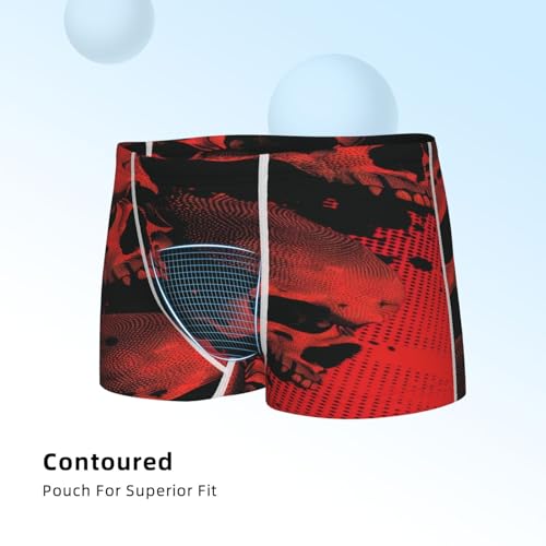 Boys' Cotton Boxer Brief Soft Underwear-Red And Black Abstract Skull4