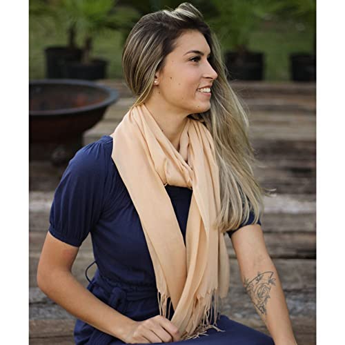 Cachecol Echarpe Lenço Pashmina Manta Xale Lisa Moda (Caqui)