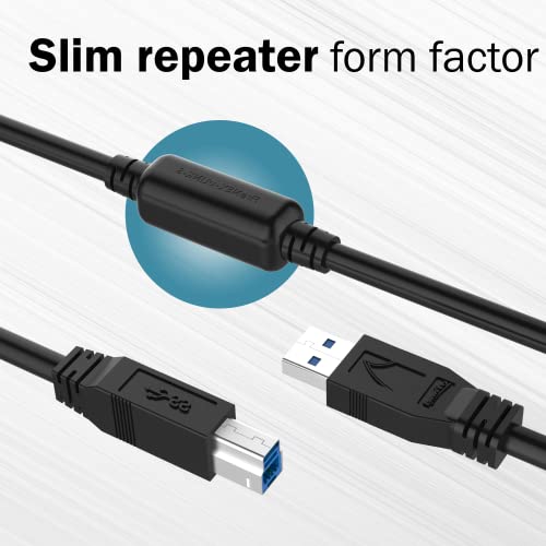 Newnex [Slim Profile Repeater Box] Usb 3.0 10 Meters/30 Feet, A To B Active Repeater Extension Cable, Firenex-Ulink-S #TOP5