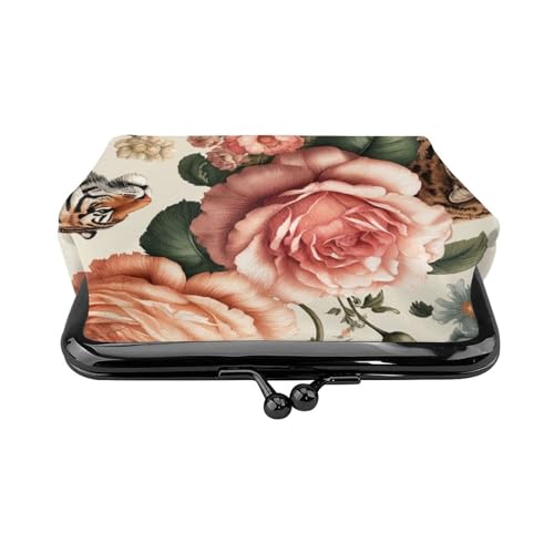 Pu Leather Buckle Coin Purse Animal-Roses-Floral Girls Kiss-Lock Change Purse Wallets2
