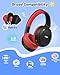 acer Kids Bluetooth Headphones, 85/94dB Volume Limiter, Foldable Wireless Over-Ear Headphones for iPad, Travel, 60H Playtime, Bluetooth 6.0, Built-in Mic, Black Red