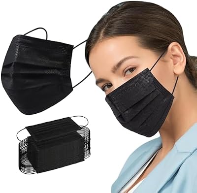 100-Piece Black Disposable Face Mask Set