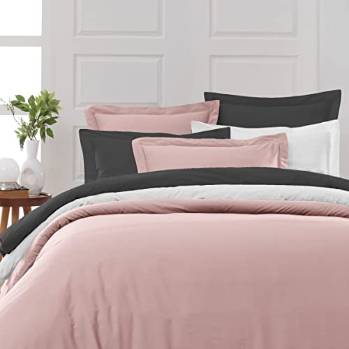 Drap plat percale de coton 240x300 rose poudre lit double Soft Percale Sensei