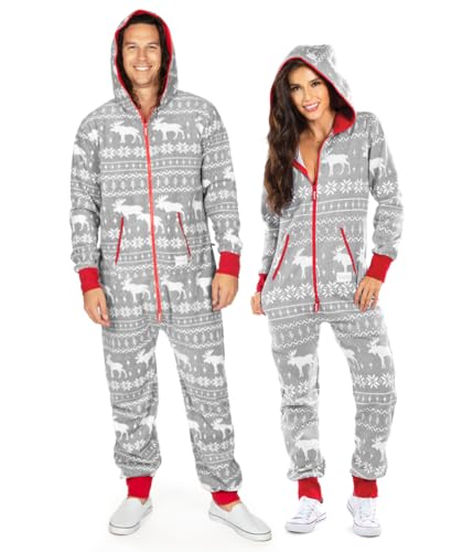 Tipsy Elves Christmas Onesies for Adults - Comfy Unisex Matching Holiday Jumpsuits with Convenient...