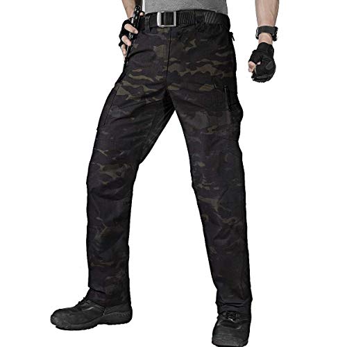 FREE SOLDIER Pantalones de trabajo para hombre, impermeables, militares, tácticos, con múltiples bolsillos, para combate, al aire libre, pantalones casuales para golf, senderismo, caza (camuflaje, 33)