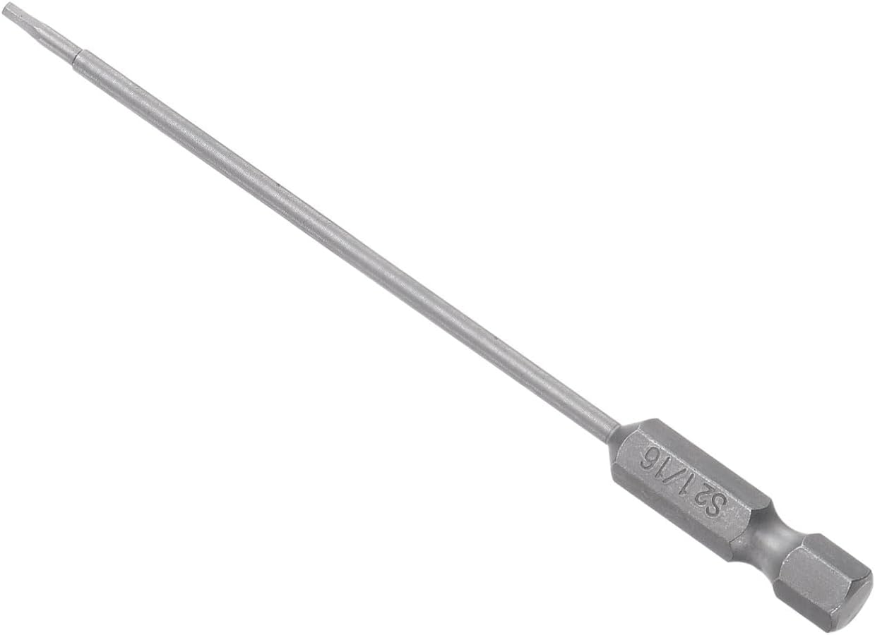 Hex Screwdriver Bits, 1/16" Hex 100mm Length 1/4" Hex Shank, Steel Magnetic Power Drill Bits - (Applications: for Automobile Repair)