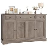 FINETONES Ash Grey Buffet Cabinet with Storage,...