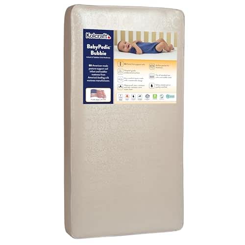 Kolcraft BabyPedic Bubbie Waterproof Crib and Toddler Mattress, Extra-Firm Coil