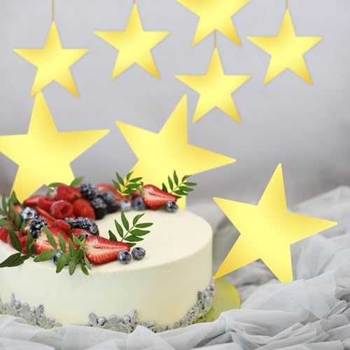 Ktxaby 40 Stück Große Gold Glitzer Sterne Ausschnitte,28.7cm Deko Sterne Papiersterne Zum Aufhängen für Hochzeit Geburtstag Weihnachten Party Wanddekoration Basteln