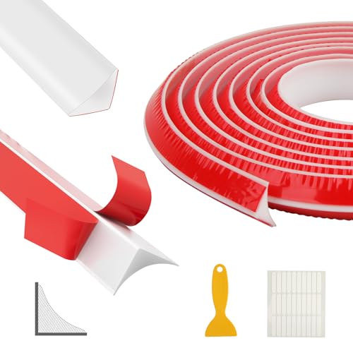 GEEKHOM Listón de terminación para encimera de cocina, autoadhesivo y flexible, barra angular de silicona suave para encimeras de cocina, pared, zócalo y techo, resistente al agua, color blanco (15 x