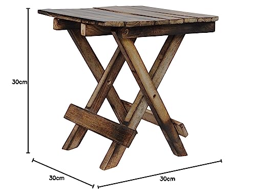 Ereteken ART Wooden Foldable Adjustable Side Table/End Table/Coffee Table/Plant Stand/Outdoor Table/Stool 12Inch. (Brown) (Square Shaped)