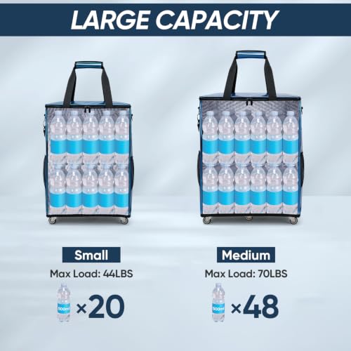Image of BALEINE Reusable Grocery Bags on Wheels, Rolling Tote Bag, Shopping Trolley, Large Backpack Shopping Carts for Groceries