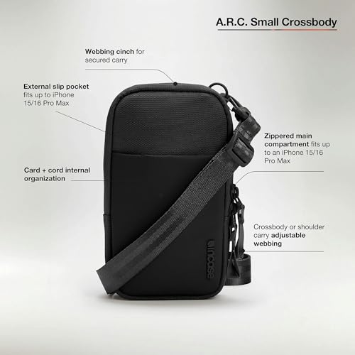 Incase A.R.C. Small Crossbody Bag, Recycled Polyester, Fits iPhone Pro Max, External Pocket, Adjustable Strap, Travel Sling2