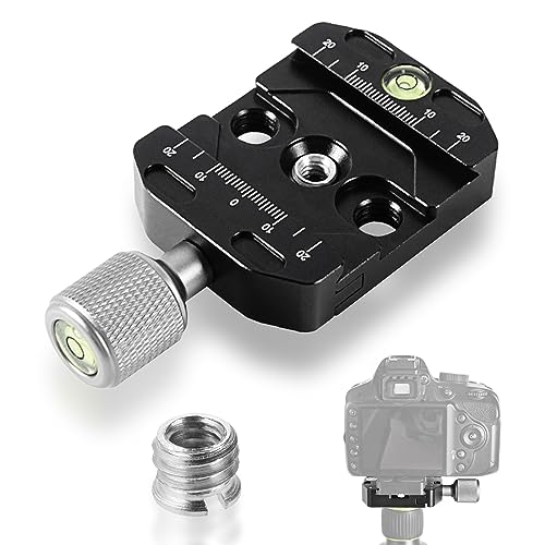 Vegena Collier de serrage à dégagement rapide, pince en métal pour appareil photo, compatible Arca-Swiss, plaque à dégagement rapide pour trépied, 38 mm de large, noir