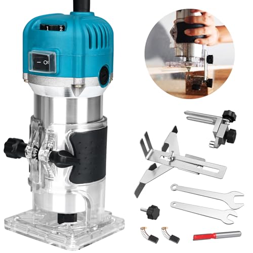 Palm Router Tool, 220V 800W 30000R/MIN Mini Wood Router, 1/4 Wood Trim Router with 6 Variable Speed, Handheld Wood Trimmer Router, Small Hand Held Woodwork Routers Machine for Woodworking Power Tools