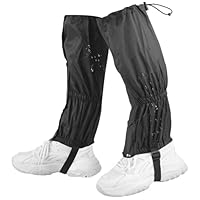 Hopton Outdoor Gamaschen, Einstellbare Gamaschen Wasserdicht, Gamaschen Wandern,Beinschutz Gaiter für Männer und Frauen Outdoor Wandern Skifahren Bergsteigen(Schwarz)