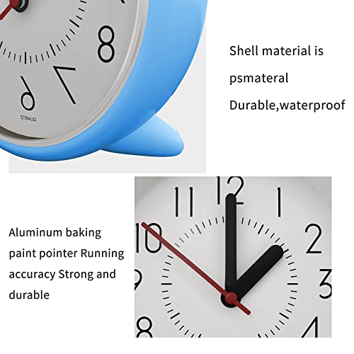 Jibang Suction-Cup Waterproof Bathroom Clock, Desktop Clocks For Bathroom, 4 Inches Silent Non-Ticking Prevent Mist Wall Clock Light Blue #TOP3