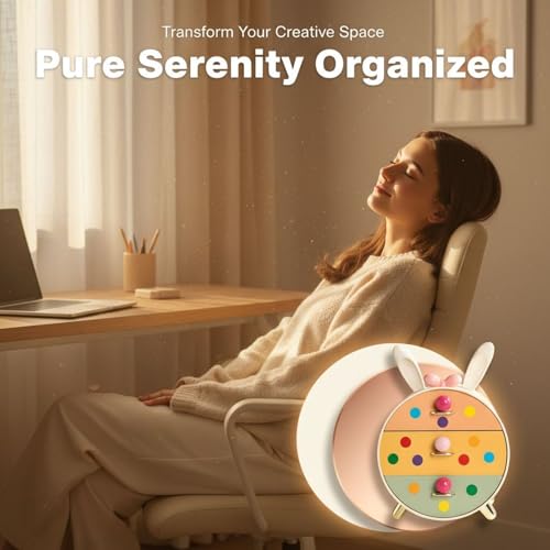 byepica Rabbit Organizer, Desktop Stationery Organizer with 3 Layer Drawers, Round Multi Layer Drawer Organizer, ABS Makeup Organizer with Gold Plated Rabbit Ears, for Dorm, Bedroom, Office - Image 3