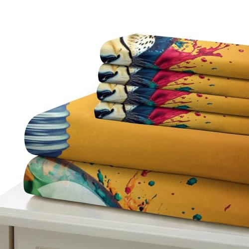 Linge de lit guépard 3D en microfibre micro-aérée haute densité Super King
