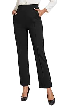 ZXIHZF Women's Classic Stretchy Pull On High Rise Pants