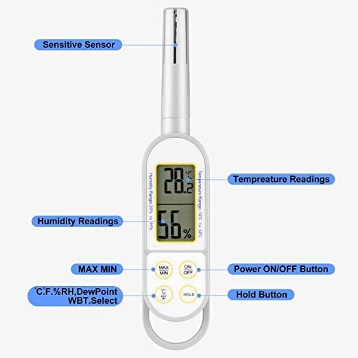 R-TEK Digital Hygrometer 2 in 1 Digital Temperature Humidity Meter Handheld Temperature Humidity Meter Min/Max Value, Data Hold C/F Digital Psychrometer for Industry, Agriculture etc - Image 2 thumbnail