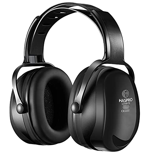 Protectores auditivos, HASPRO LEXAR 7X SNR 34dB - Orejeras de seguridad, talla única, protección auditiva para bricolaje, trabajo, tiro, música, carpintería, jardinería, siega