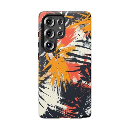 Coque Samsung S25 Ultra orange tropical abstraite pour un style élégant en vacances