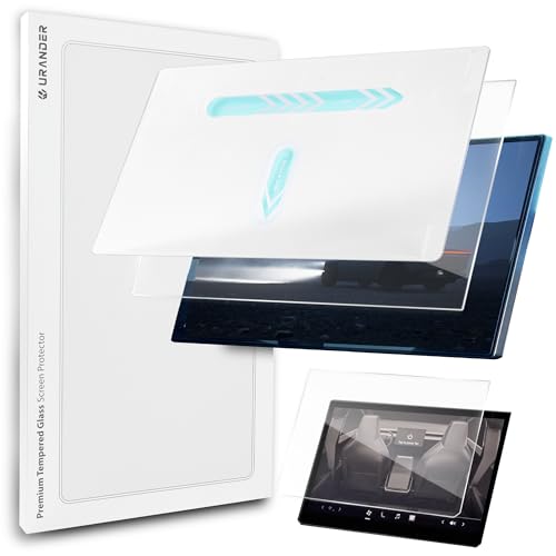 URANDER Cybertruck Dual-Motor AWD Premium Tempered Glass Screen Protector for 18.5" Front & 9.4" Rear Screen, Anti Glare/Anti Finger Print, Set of 2 Front & Back, with Self-Alignment Installation Kit