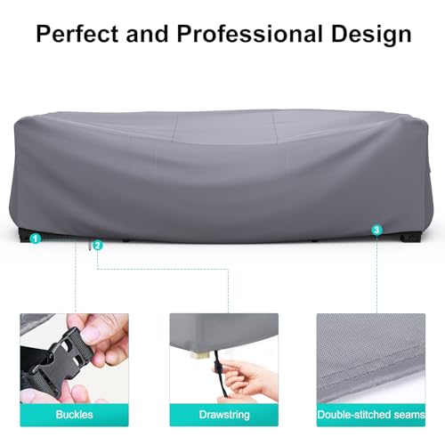 Image of Patio Furniture Set Cover Waterproof, Heavy Duty Funiture Covers for Outdoor Sectional Sofa Set Wicker Rattan Table Chair Rectangular,90 inchLx62 inchWx28 inchH,Grey