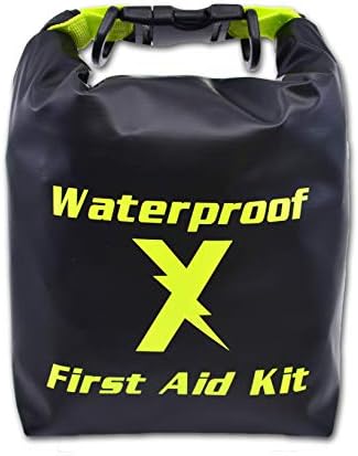 Lightning X Waterproof Hi-Vis First Aid Kit - 104 Pieces w/Dry Bag for Emergency, Survival, Camping, Boating, Hiking & Sports