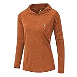 donhobo Damen Laufshirt Langarm T-Shirt Sportshirt Atmungsaktiv Training Yoga Shirt Pullover Sweatshirts mit Daumenloch (Orange, M)