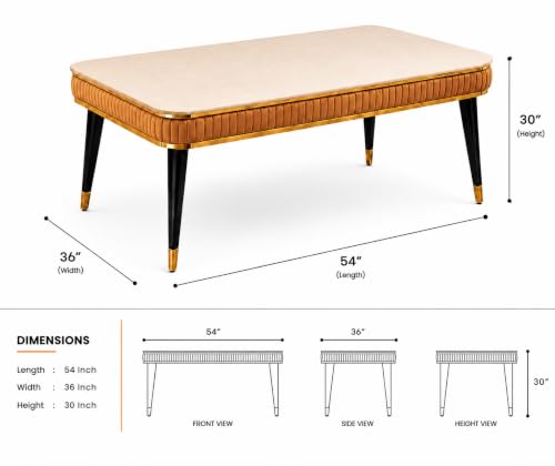 Image of WOODEN SPACE 4 Seater Wooden Dining Table Set | Urban Marble Top Dining Table with Chairs for Dining Room & Kitchen (Modern Zyro Mustard) (54 x 36 x 30 inch)
