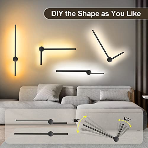 Goodate Wall Sconces Set Of Two With Remote, Stepless Colors 3000K-6500K & Stepless Dimming, Hardwire Or Plug-In, 180° Rotate, Led Black Plug In Wall Sconces With Timer & Night Light, 23.6 Inches #TOP4