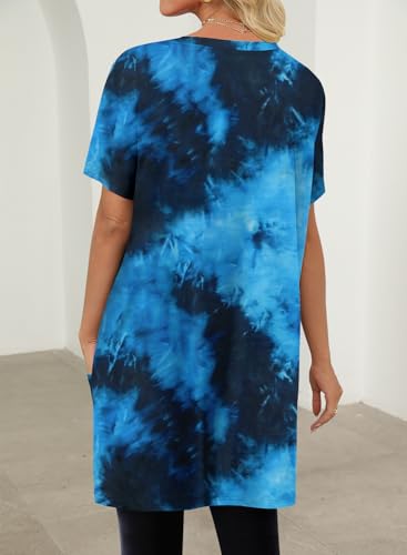 KISSMODA Womens Summer Tunic Tops for Leggings Casual Long Shirts Pockets — view 5